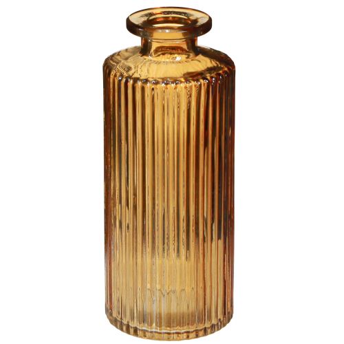 Artikel Minivasen aus Glas Orange mit Rillen Dekor H13cm 6 St