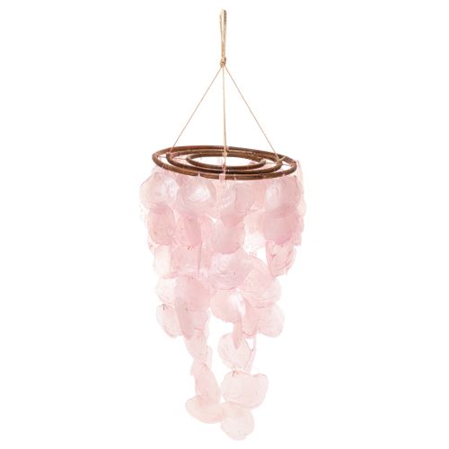 Artikel Windspiel aus Capiz-Muscheln mit Holzelementen 70 cm Rosa für Innenbereiche