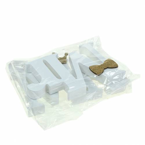 Floristik24 Deko-Buchstaben Mr & Mrs Holz Weiß, Gold Sortiert H11/13,cm 4er Set