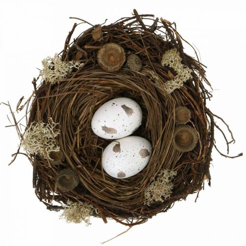 Floristik24 Osternest mit Eiern künstlich Natur, Weiß Tischdeko Ostern Ø19cm