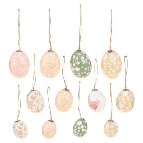 Floristik24 Ostereier Plastik mit Huhn Grün Braun 3,5-5,5cm 24 St