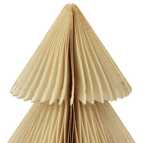 Artikel Papier Weihnachtsbaum Papier Tannenbaum Creme Gold H30cm