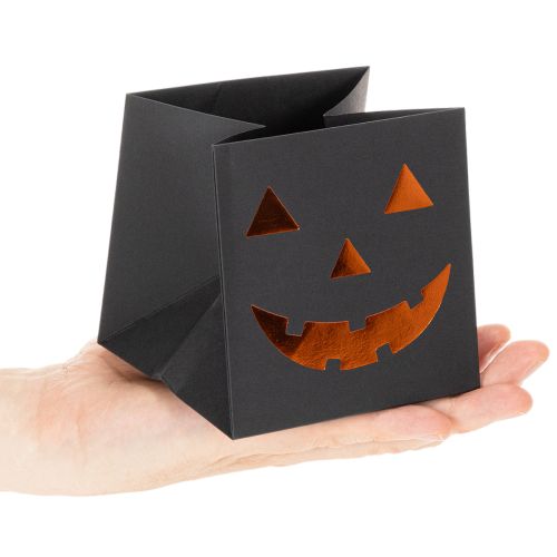 Artikel Papiertüten Set Kürbis-Motiv Schwarz Orange 10,5cm 6 Stück