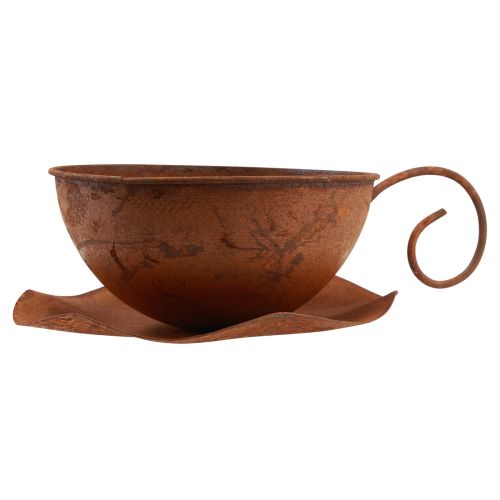Floristik24 Pflanztasse mit Untertasse Pflanztopf Rost Ø19,5cm H8cm