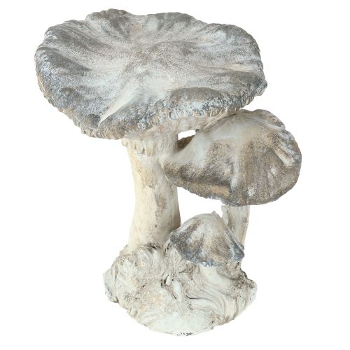 Artikel Pilz Deko Steinguss Grau Weiß gewaschen 21,5×18×22cm