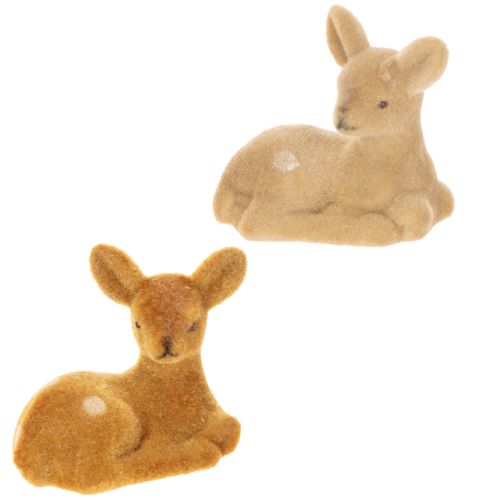 Artikel Dekofigur Rehkitz liegend 8cm Kunststoff Braun 6er-Set für Tischdekoration