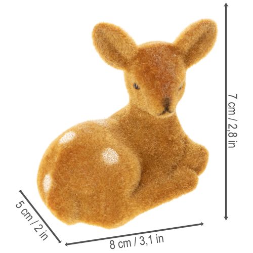 Artikel Dekofigur Rehkitz liegend 8cm Kunststoff Braun 6er-Set für Tischdekoration