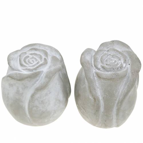 Floristik24 Grabschmuck Rose Grab-Dekoration Rosen aus Beton H7cm 6 St
