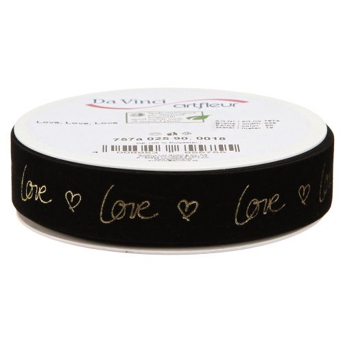 Artikel Samtband Love Trauerband Herzen Schwarz Gold 25mm 18m