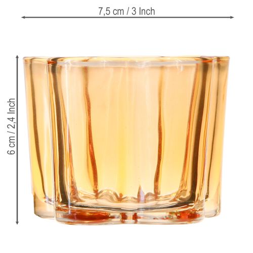 Artikel Schale Glas Teelichthalter Blume Orange Ø7,5cm H6cm 6St