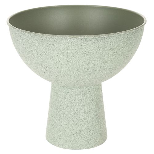 Artikel Schale mit Standfuss aus Metall 25 cm in graugrüner Granitoptik für Innenräume