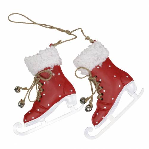 Floristik24 Christbaumschmuck Schlittschuhe zum Hängen Rot, Weiß 10,5×10cm