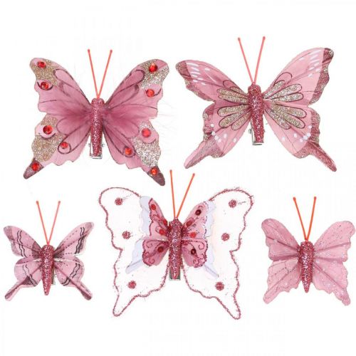 Schmetterlinge Pink 4,5–8cm Floristik24.ch Clip, 10St-634940 Federschmetterlinge mit Deko