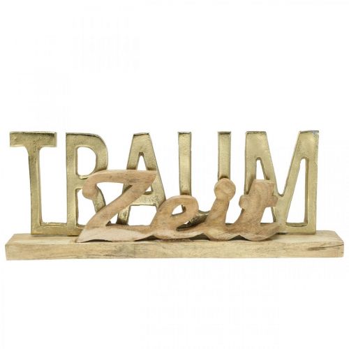 Artikel Schriftzug „Traumzeit“, Adventsdeko, Weihnachten Golden, Natur L45,5cm H17cm