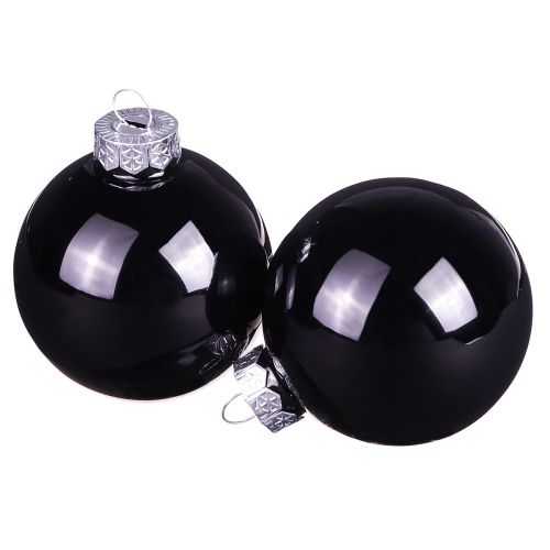 Floristik24 Schwarze Weihnachtskugeln Glas Baumkugeln Ø6cm 24 St