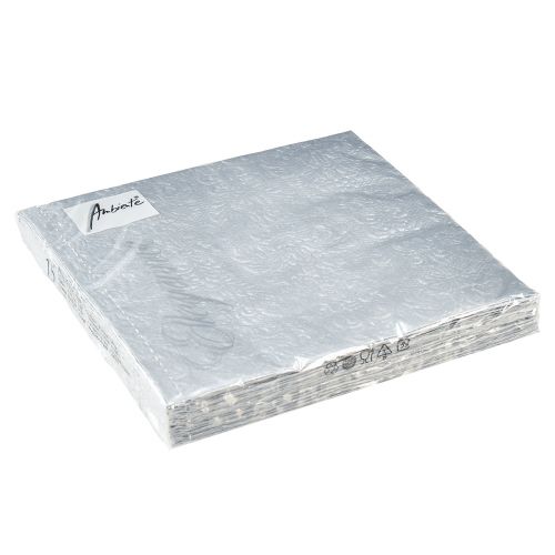 Artikel Servietten Farbe Silber Geprägt Ornament 33x33cm 15St