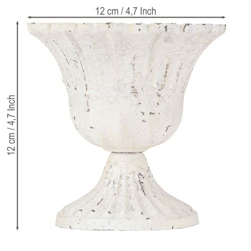 Floristik24 Shabby Chic Deko Metall Pokal Weiß Ø12cm H12cm