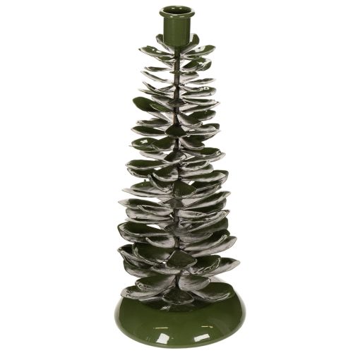 Artikel Kerzenständer Tannenbaum Grün Metall 28 cm für Stabkerzen