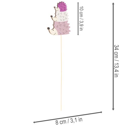 Artikel Deko-Stecker Holz Igel-Familie sortiert 34cm 12 Stück für Herbstdekorationen