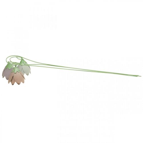 Floristik24 Gartenstecker Metall Deko Blumen Rosa Lila Weiß L58cm 3St