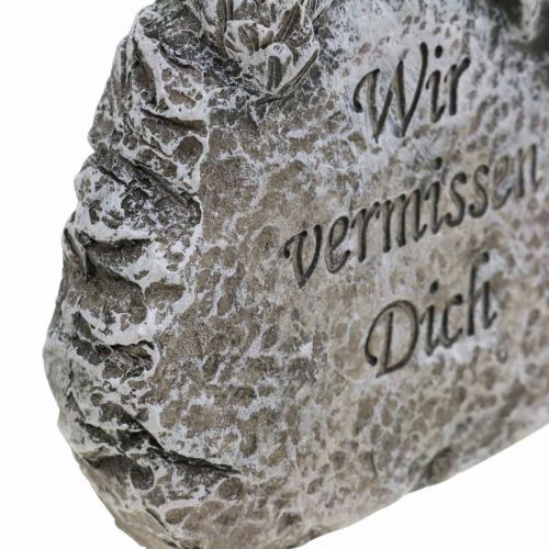 Artikel Grabschmuck Engelsflügel und Spruch Kunststein Grau 13cm 3 St