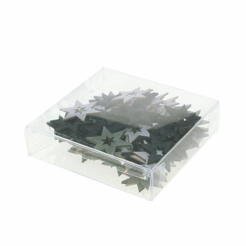 Floristik24 Streudeko Stern Schwarz, Silber, Dunkelgrau Sortiert 4cm 72 St