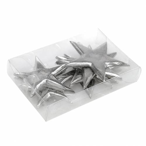Floristik24 Sterne aus Metall Silbern 8,6×8,2cm/6,9×6,7cm 8 St