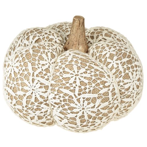 Artikel Stoff Kürbis Deko Jute Spitze Weiß/Beige Vintage Deko Ø18cm