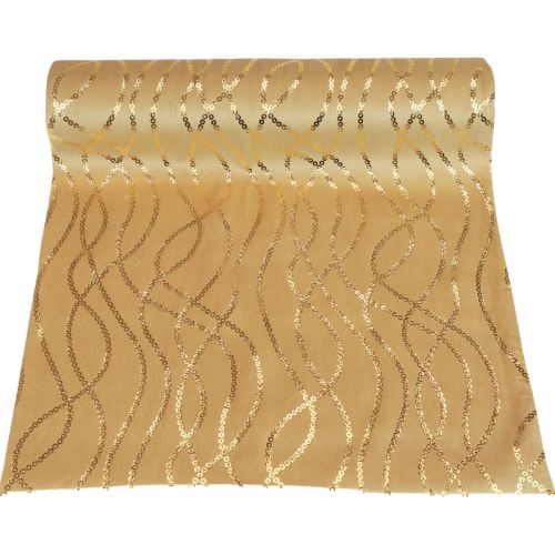 Artikel Tischläufer Beige Gold Ketten Tischband Samt 28×270cm