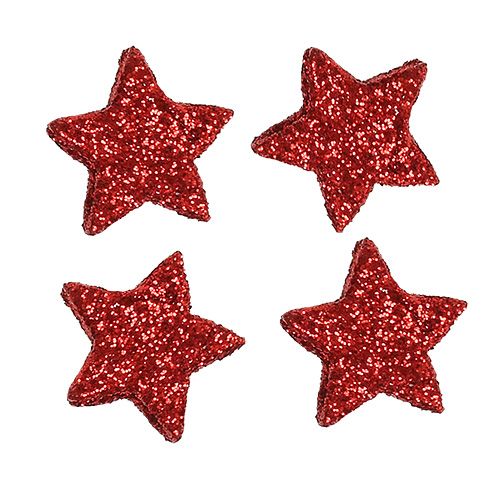 Floristik24 Streudeko Sterne Rot 2,5cm Glimmer 96 St