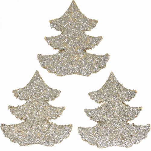 Floristik24 Streudeko Weihnachten Tannenbaum Gold Glitter 4cm 72 St