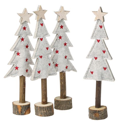 Floristik24 Tannenbaum Deko Filz Stern Herz Beige Rot H21cm 4 St