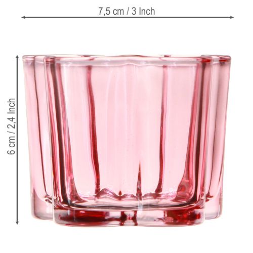 Artikel Teelichthalter Blume Teelichtglas Rosa Ø7,5cm H6cm 6St