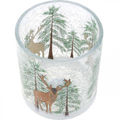 Artikel Teelichthalter Glas Weihnachten Crackle Teelichtglas H13cm