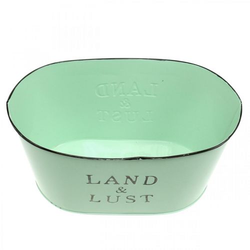 Artikel Blumenschale oval Mint Pflanzkübel Metall Vintage 27×18cm H12cm