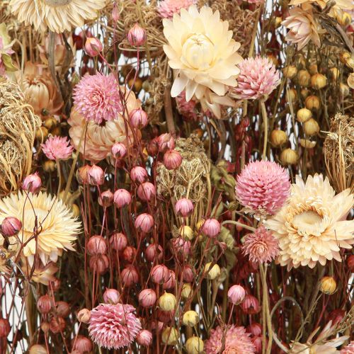 Artikel Trockenblumen Pink Klee Strohblumen Dill Flachs 35cm 150g