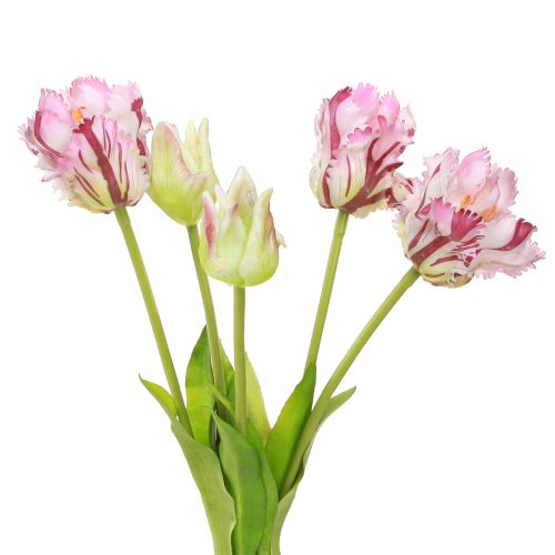 Artikel Tulpen künstlich Papageientulpen Lila Strauß mit 5 Blüten 40cm