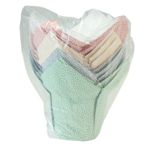 Artikel Übertopf Papier gepunktet Geschenkverpackung Blumen Ø9cm H16cm 8 St