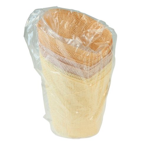 Artikel Übertopf Papier gewebt Vanille, Orange, Rosa Ø9cm H18cm 9St