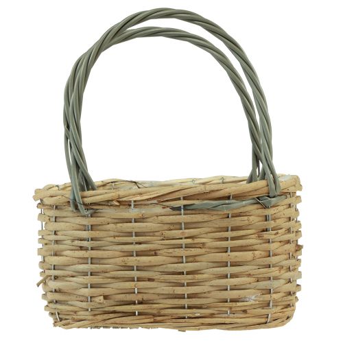 Floristik24 Weidenkorb Pflanztasche Korb Natur Grau 26,5x14x30cm