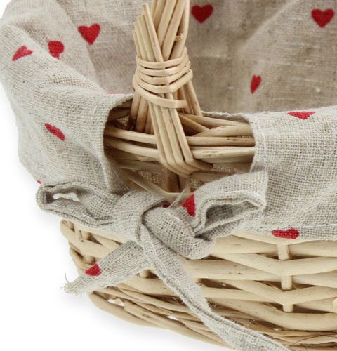 Floristik24 Weidenkorb rund mit Stoffeinlage 14 cm