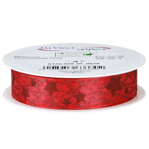 Artikel Weihnachtsband mit Sternen Rot und Dunkelrot 25mm 18m