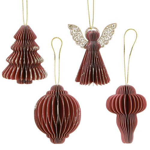 Artikel Weihnachtsdeko Papier Baumschmuck Bordeaux 6cm 12 St