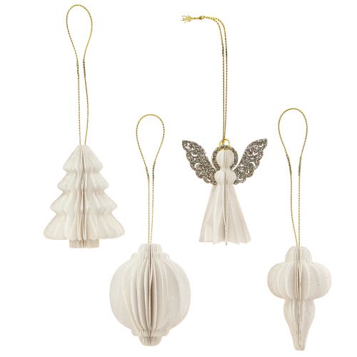 Floristik24 Weihnachtsdeko Papier Christbaumschmuck Weiß 6cm 12 St