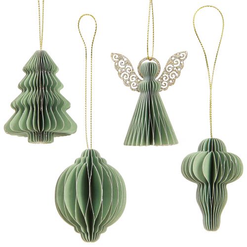 Floristik24 Weihnachtsdeko aus Papier Christbaumschmuck Mint 6cm 12 St