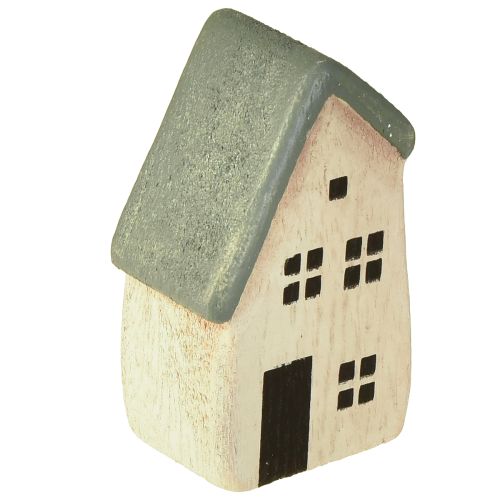 Artikel Weihnachtsdorf Holz Häuser Tannen Grünweiß 5-8cm 6er-Set