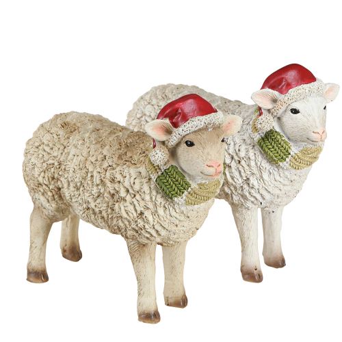 Floristik24 Weihnachtsfiguren Schaf mit Mütze und Schal L16cm 2 St