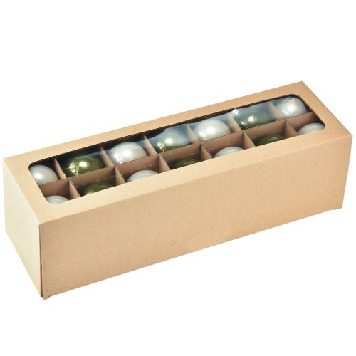 Artikel Christbaumkugeln Glas 2er-Set glänzend in Oliv & Sandfarben mit Aufhänger 5cm 24St