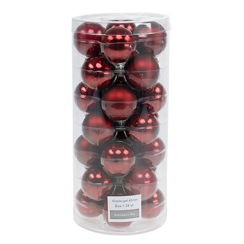 Artikel Weihnachtskugel Glas Ø4cm Bordeaux Mix 24 St