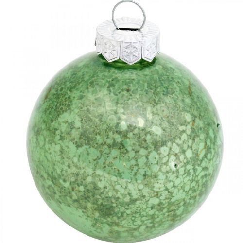 Artikel Weihnachtskugel, Baumschmuck, Christbaumkugel Grün marmoriert H4,5cm Ø4cm Echtglas 24 St